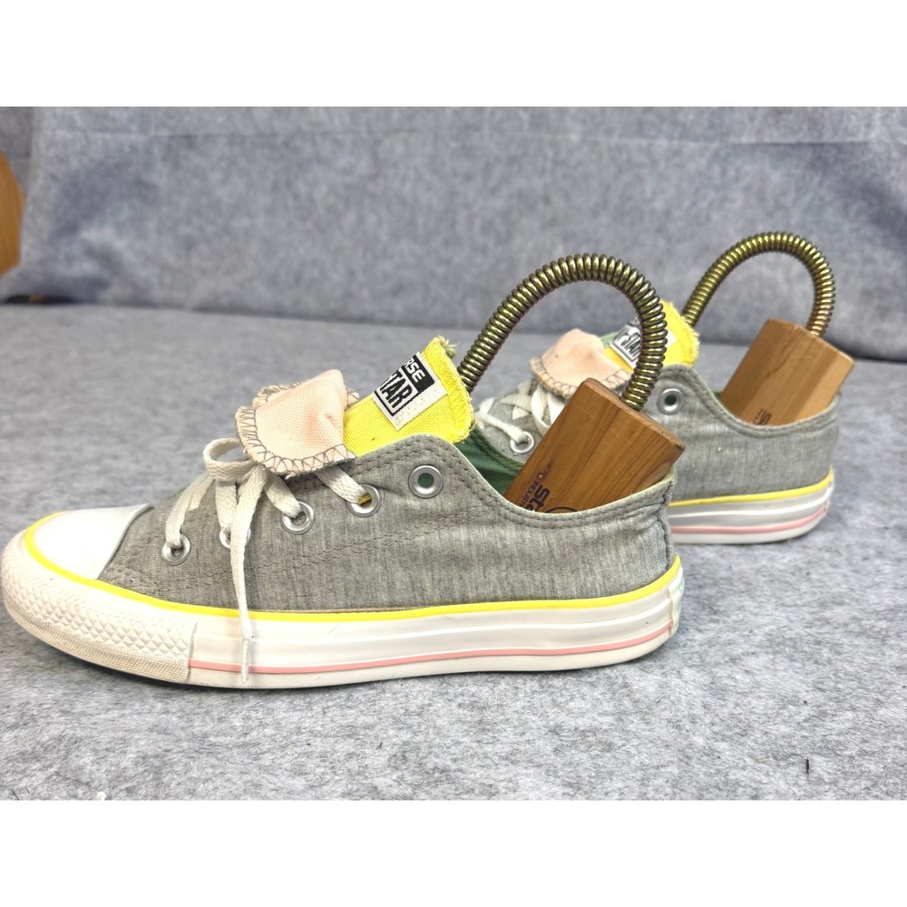 Converse All Star Double Tongue Grey Jersey Low Top Sneakers 143862C Womens 6